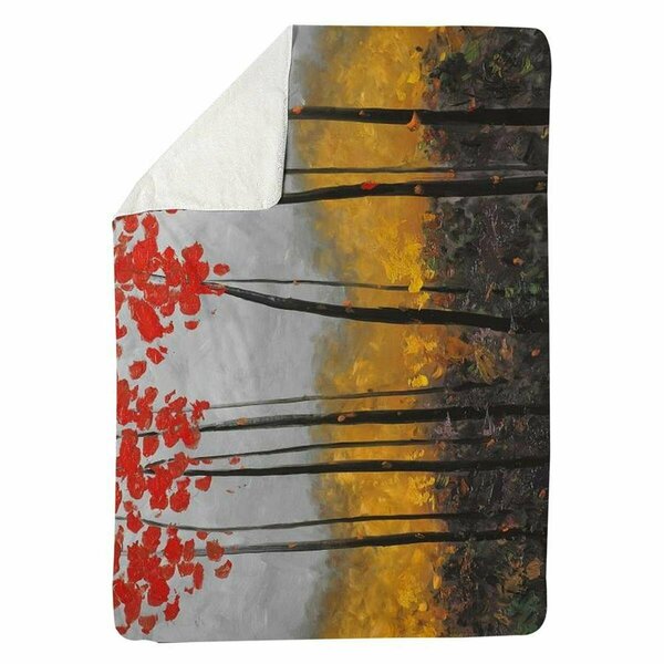 Begin Home Decor 60 x 80 in. Abstract Autumn Trees-Sherpa Fleece Blanket 5545-6080-LA111